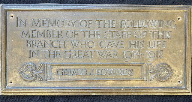 Photograph of London Euston Road branch First World War memorial