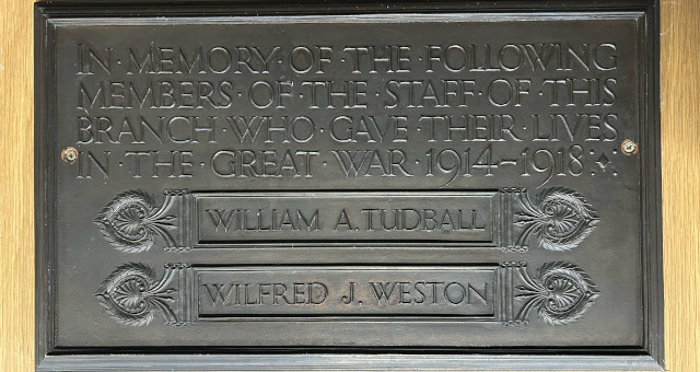 Photograph of London Hampstead branch First World War memorial